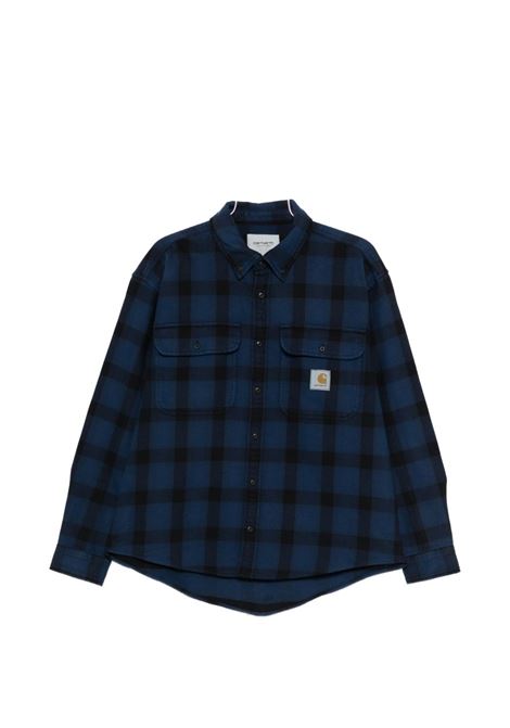camicia edmands uomo nera e blu CARHARTT WIP | I0359513GN.XX